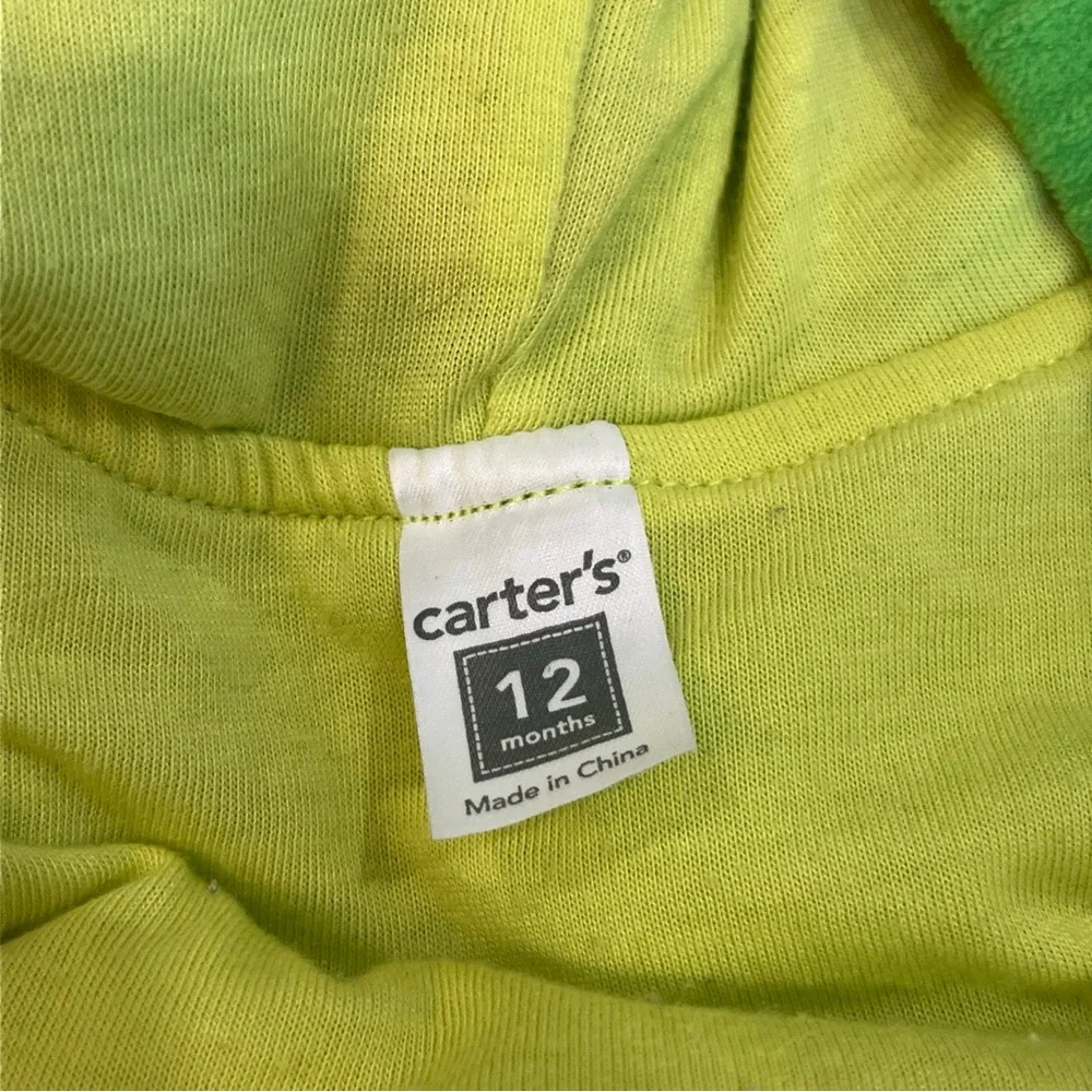Carter's Green Plush Dragon Halloween‎ Costume Size 12 Months 2PCS Zip Hooded - Picture 5 of 6
